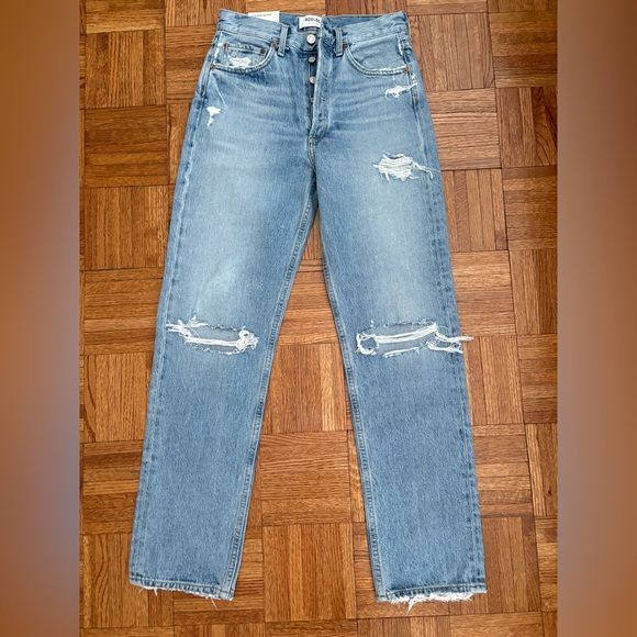 NWT AGOLDE 90s jeans loose fit threadbare size 24 new with tags - Picture 3 of 14
